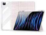 Apple iPad Pro 13 (2024), mappa tok, érintőceruza tartó, közepesen ütésálló, textil hatású előlap, átlátszó hátlap, Smart Case, Dux Ducis Unid, rózsaszín