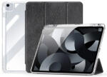 Apple iPad Air 13 (2024 / 2025), mappa tok, érintőceruza tartó, közepesen ütésálló, textil hatású előlap, átlátszó hátlap, Smart Case, Dux Ducis Unid, fekete