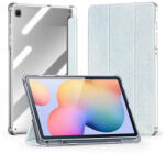 Samsung Tab S6 Lite 10.4 (2020 / 2022 / 2024) SM-P610 / P615 / P613 / P619 / P620 / P625, mappa tok, érintőceruza tartó, közepesen ütésálló, textil hatású előlap, átlátszó hátlap, Trifold, Dux Ducis Unid, vil