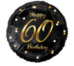 GoDan S. A 60. évszámos fólia lufi, gömb, HB, fekete-arany, 45 cm