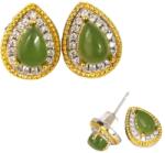  Cercei din Jad Nefrit cu Zircon - Picatura - 10x8x16 mm - Argint 925 - Cristalul Echilibrului si Protectiei - 1 Pereche