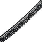 Fashion Elasztikus csipke szalag, 20mm, 550128, fekete