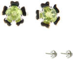  Cercei din Argint 925 cu Olivina - Rotunda Fatetata - 9x9x14 mm - 1 Pereche