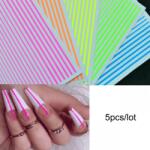 Everin Set 5 Stickere Benzi Neon - Benzi Colorate pentru Design Unghii (SET-5S)