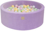 MeowBaby Piscina uscata cu 250 de bile (Pastel Roz si Galben, verde deschis, alb perlat) MeowBaby, Hocus Crocus, Catifea Lila (B001033)