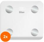 Zilan Set 2 x Cantar Electronic Persoane, Alb, 30 x 26 cm, Capacitate Maxima 180 kg, Sticla Cantar baie