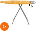 Zilan Set 2 x Masa de Calcat Marrone, Blat din Tabla, cu Cadru Metalic si Priza (LIZ-2xZLN-ZLN2258)