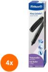Pelikan Set 4 x Roller Pina Colada Edition 0.7 mm, Corp Striat, Ambidextru, 1 Rezerva Albastra Inclusa, Antracit Metalizat, Cutie Carton (REH-4xHRZ-824415)