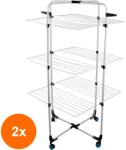 Zilan Set 2 x Uscator de Rufe Vertical, Mobil, Suprafata Uscare 30 m, Suport Umerase (LIZ-2xZLN-ZLN4182)