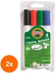 KOH-I-NOOR Set 2 x Markere Textile Groase, 4 Culori, Varf 5 mm, Koh-I-Noor (HOK-2xKH-K3205-04)