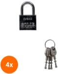 Z-tools Set 4 x Lacat Patrat Cromat, cu 3 Chei, 30 mm (LIZ-4xZLN-ZLN1694)