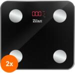 Zilan Set 2 x Cantar Electronic Persoane, Negru, 30 x 26 cm, Capacitate Maxima 180 kg, Sticla Cantar baie