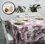 Ralex Fata de masa antimurdarire 100% Bumbac 160x320 cm, Floare Alb Mov Fata de masa