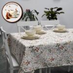 Ralex Fata de masa antimurdarire 100% Bumbac Diametru 180 cm, Floricele marunte Alb Fata de masa