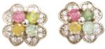  Cercei Turmalina Mixta Rotund Fatetat 8x8x13 mm Argint 925 - 1 Pereche