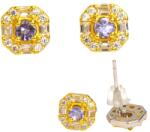  Cercei Tanzanit cu Zircon Rotund Fatetat - 8x8x14 mm - Argint 925 - Piatra Echilibrului si Vindecari - 1 Pereche
