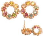  Cercei Turmalina Mixt rotunda fatetata 13x12x13 mm Argint 925 Aurit eleganta luminoasa idee de cadou 1 pereche