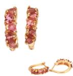  Cercei din Rubelit -Turmalina Roz Picatura Fatetata - 13x4x14 mm - Argint 925 Aurit Roz - Lumina si Energie Divina - 1 Pereche
