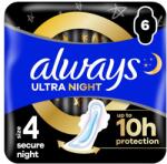 Always Ultra Secure Night Egészségügyi Betét (4-es Méret) Szárnyas Betét x 6] - bevasarlas