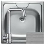 Evido 105684+SAP4-B090 - EVIDO Panel rozsdamentes mosogató szövetmintás 480X480 + ZEGOR rozsdamentes szögletes csaptelep (105684+SAP4-B090)