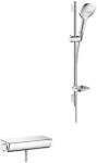Hansgrohe Raindance Select E, 120 3jet falra szerelhető zuhanygarnitúra Ecostat Select termosztáttal és zuhanyrúddal 65 cm, fehér/króm, HAN-27038400 (HAN-27038400)