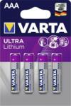 VARTA Elem, AAA mikro, 4 db, lítium, VARTA Ultra Lithium (VEULAAA4N)
