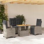 vidaXL 4 részes szürke polyrattan kerti étkezőszett párnával (3277408)