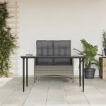 vidaXL 2 részes szürke polyrattan kerti étkezőgarnitúra párnákkal (3203501)