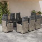 vidaXL 9részes világosszürke polyrattan kerti étkezőgarnitúra párnával (3213292)