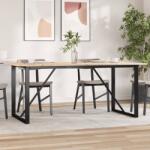 vidaXL tömör fenyőfa és acél étkezőasztal O-vázzal 180x90x75 cm (3282678)
