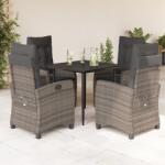 vidaXL 5 részes szürke polyrattan kerti étkezőgarnitúra párnával (3212783)