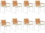 vidaXL 8 db tömör akácfa kerti szék párnákkal (3078526)