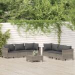 vidaXL 7 részes szürke polyrattan kerti ülőgarnitúra párnákkal (3187266)