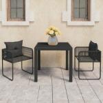 vidaXL 3 részes fekete PVC rattan kerti étkezőgarnitúra (3060100)