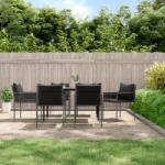 vidaXL 7 részes polyrattan és acél kerti étkezőgarnitúra párnával (3187056)