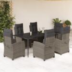 vidaXL 7 részes szürke polyrattan kerti étkezőgarnitúra párnával (3212789)