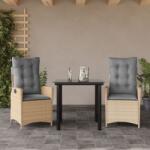 vidaXL 3 részes bézs polyrattan kerti étkezőgarnitúra párnákkal (3213264)