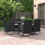 vidaXL 7 részes polyrattan és üveg kerti étkezőgarnitúra párnákkal (3099682)