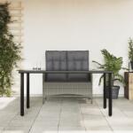 vidaXL 2 részes szürke polyrattan kerti étkezőgarnitúra párnákkal (3203506)