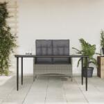 vidaXL 2 részes szürke polyrattan kerti étkezőgarnitúra párnákkal (3203502)