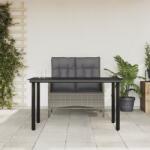 vidaXL 2 részes szürke polyrattan kerti étkezőgarnitúra párnákkal (3203505)