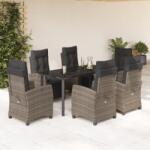 vidaXL 7 részes szürke polyrattan kerti étkezőgarnitúra párnával (3212999)