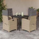 vidaXL 5 részes bézs polyrattan kerti étkezőgarnitúra párnákkal (3212585)