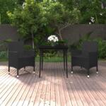 vidaXL 3 részes polyrattan és üveg kerti étkezőgarnitúra párnákkal (3099733)