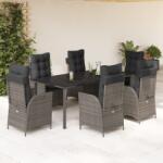 vidaXL 7 részes szürke polyrattan kerti étkezőgarnitúra párnával (3213231)