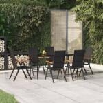 vidaXL 7 részes fekete-barna polyrattan kerti étkezőgarnitúra (3156525)
