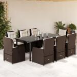 vidaXL 9 részes barna polyrattan kerti étkezőgarnitúra párnákkal (3262853) - vidaxl