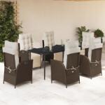 vidaXL 7 részes barna polyrattan kerti étkezőgarnitúra párnával (3213410)