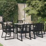 vidaXL 7 részes fekete PVC rattan kerti étkezőgarnitúra (3156549)