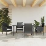 vidaXL 5 részes fekete polyrattan és acél kerti étkezőgarnitúra (3203308)